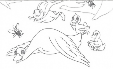 Gertrude the Goose | Friends at the Pond Coloring Sheet